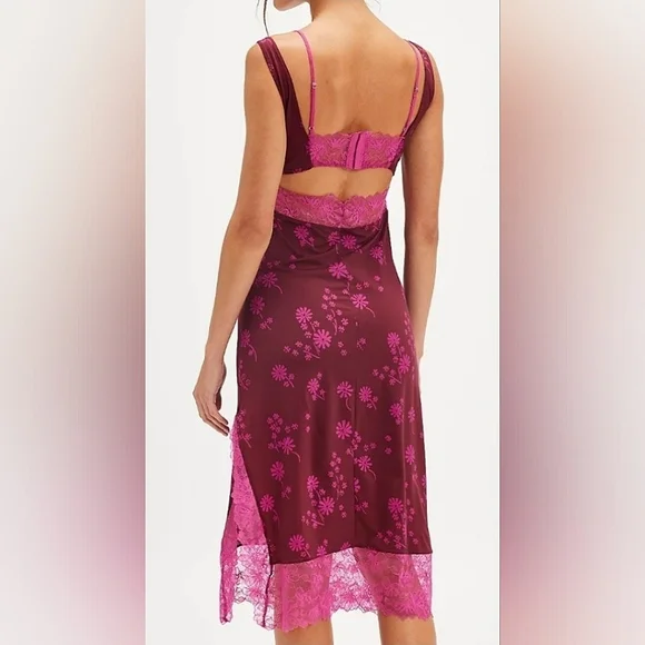 Free People Intimately Midi Slip Plump Combo Small Lace NWT$